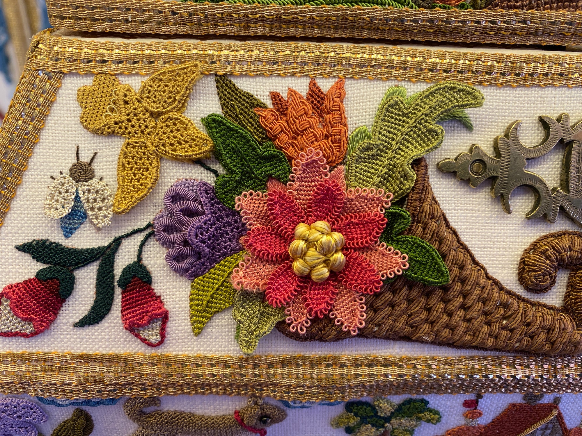 Double Casket with Four Seasons Design in Stumpwork Stitch Along (Already Own Casket)